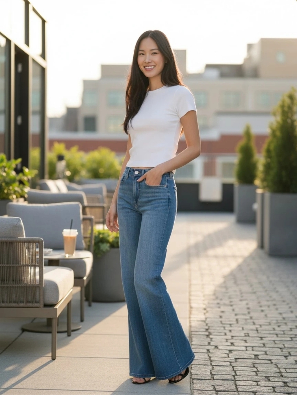 Good American Good Waist Palazzo High-Rise Wide-Leg Jeans